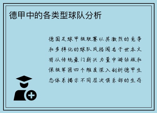 德甲中的各类型球队分析
